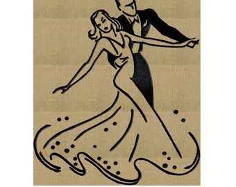 Ballroom Dancers - Embroidery Design Embroidery DESIGN FILE - Instant download - Retro - 2 sizes - Dst Hus Jef Pes Exp Vp3 formats