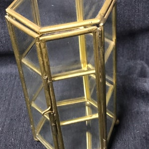Vintage Shelf Brass and Glass Miniatures Display Shelf