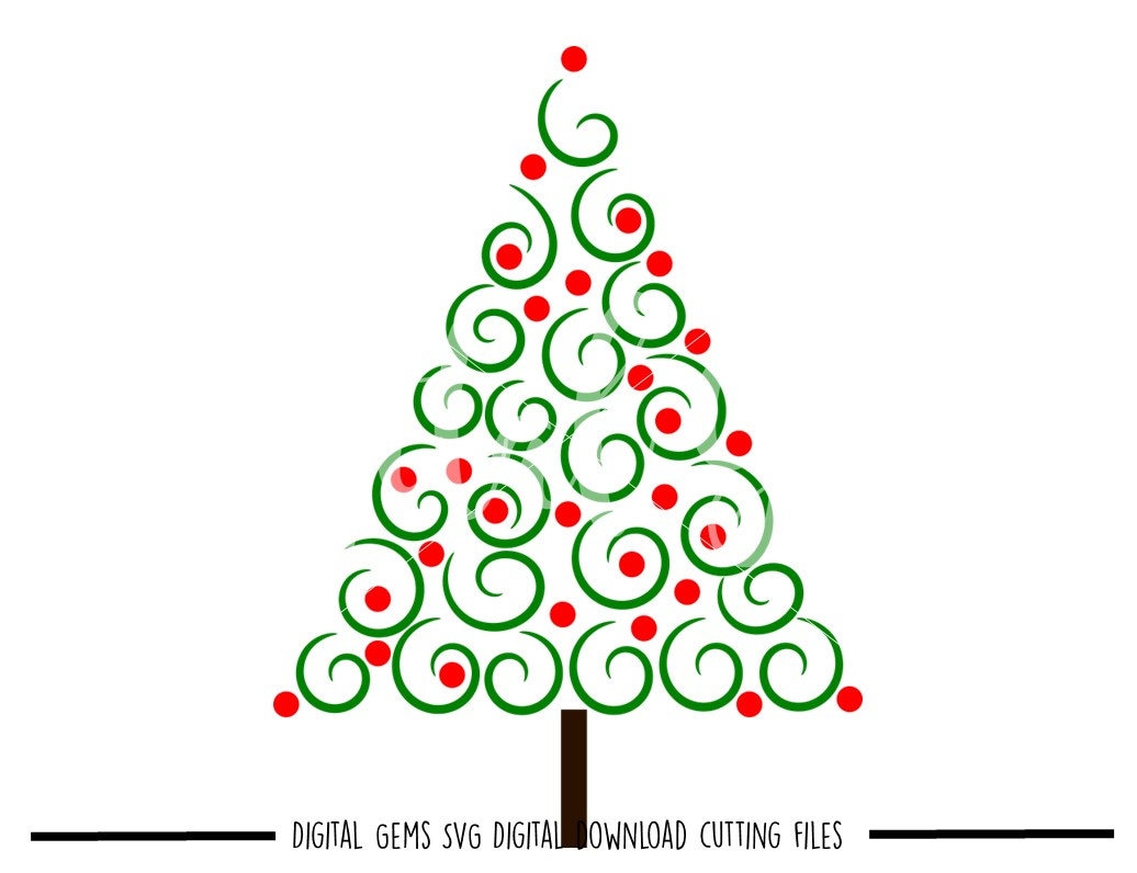 Download Swirly Christmas tree svg / dxf / eps / png files. Digital