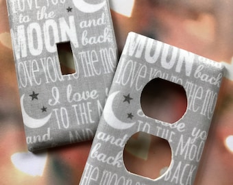 To the Moon and Back Moon and Back Light Switch Cover Outlet Cover Gender Neutral Moon and Stars