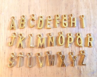 Your Choice! Gold Letter Charms, wine charms, charms for jewery making, silve charms, alphabet charms, name jewelry, monogram jewelry