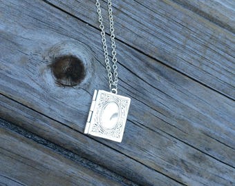 Book Locket Necklace, Locket Necklace, Wedding Necklace, Gifts for her, Picture Locket, Bridal Jewelry, Bridesmaid Gift, Gifts for Mom