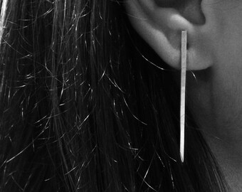 Silver long earrings-silver earrings-long earrings, minimalist earrings-author jewelry-gifts for her-woman-craft gifts-christmas gifts-gifts