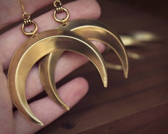 Gold Crescent Moon Earrings, Crescent Moon Earrings, Half Moon Earrings, Moon Earrings, Gold Moon Earrings, Moon Goddess