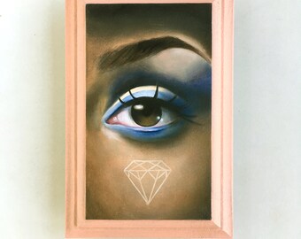 The Crown - Lover's Eye Oil Painting on wood plaque Lowbrow Pop Art black girl