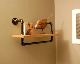 Industrial Shelf - Pipe Shelf, Wood Shelf
