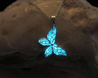 Butterfly necklace glow in the dark