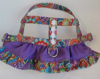 Dog Harness - Dog Clothes - Custom Dog Harness -Purple Butterflies Ruffle - Dog Apparel - Dog Dress - Small Dog Harness