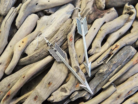 Arrow Earrings Head Bow & Arrow Bows and Arrows Arrowhead Artemis Diana Hunting Earring Drops Drop Dangle Dangles Pagan Wiccan Wicca Witch