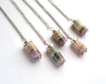 Amethyst Druzy Necklace Amethyst Pendant Amethyst Cylinder Necklace Amethyst Bar Necklace Amethyst Jewelry Boho Stone Jewelry Druzy Jewelry