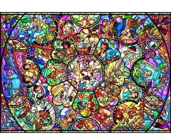 Disney stained glass Cross Stitch Disney stained glass Pattern needlepoint, needlecraft - 35.43" x 25.11" - L610