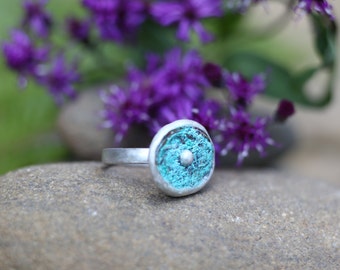 Blue Pond Sterling and Copper Ring