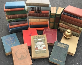 ANTIQUE Lot of 12 Old Vintage Books Novels Stories Literature Hardcover Pretty Covers Rustic