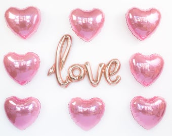 Love Rose Gold Script Balloon / 40" Giant Love Balloon Banner / Bridal Shower Decor / Wedding Balloons Photo Props / Birthday / Baby Shower