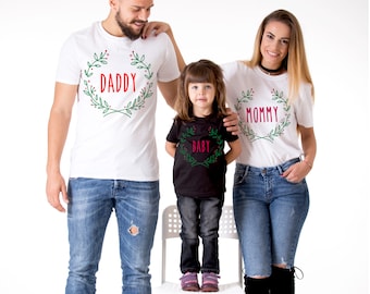Christmas shirt, Mommy daddy baby Christmas matching shirts for the whole family, Custom name, UNISEX