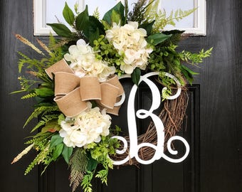 BEST SELLER! Spring Wreaths for Front Door, Front Door Wreaths, Fall Door Wreaths, Hydrangea Wreath, Grapevine Wreath, Farmhouse wreath
