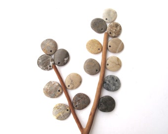 Stone Beads Pebble Beads Mediterranean Natural Beach Stone Beads Top Drilled Rock Pairs Diy Jewelry TERRA LOT 20-21 mm