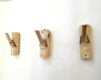 Natural Branch Wall Hooks. Tree Branch Hook. Set of 3 birch hooks. Wall wood hooks, handmade coat racks, Wood Tree Branch Hooks. Wood hooks