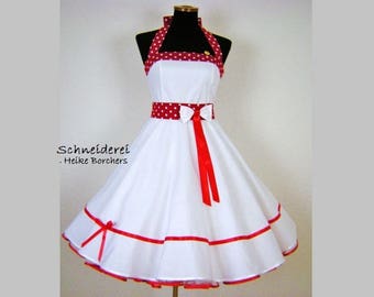 petticoatdress,rockabilly weddingdress,white,red,weddingdress,neckholderdress,dress,Rockabilly,Rockabella