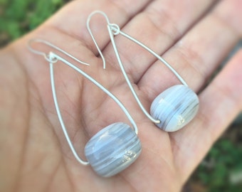 Agate Swing Modern Sterling Silver Earrings