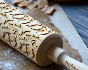 Shark pattern Engraved Rolling Pin Embossed Animal Custom cookie Personalized Housewarming gift Fish lover Fish print Baker Gift | 20 |