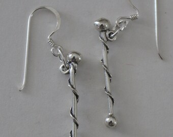 Earrings - Sterling 3D BATON - Marching Band, Cheerleader