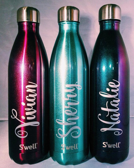 S'well Water Bottle with Name Monogram Personalized or Custom (Glitter, Shimmer, Elements, Stone, Resort, Wood, Satin, Collections)