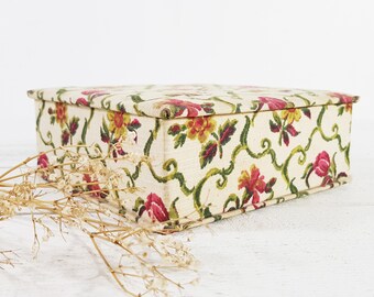 French Fabric Sewing Box, Boudoir Box, Flower Box Vintage, Floral Box, French Box, Craft Storage, Craft Box, Retro Box - E921