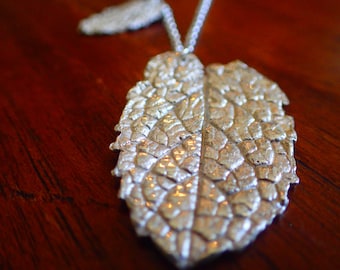 Fine Silver Necklace Peppermint Leaf- handmade fine silver necklace- handmade silver leaf necklace- .999 Pure silver necklace. Leaf pendant