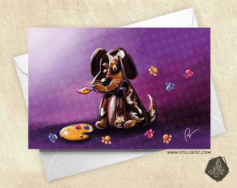 The mothers puppy artist painter and pallet party greeting card