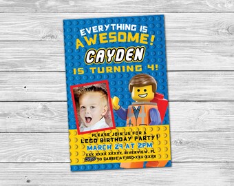 Lego Movie Birthday Invitation - Everything is Awesome - Personalized Printable Invite