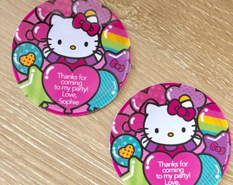 Hello Kitty Birthday Party Stickers, Printed personalized stickers. Hello Kitty party favor Stickers, Birthday Party - Set of 12