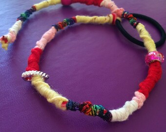 Pink, Yellow and Red Hairwrap
