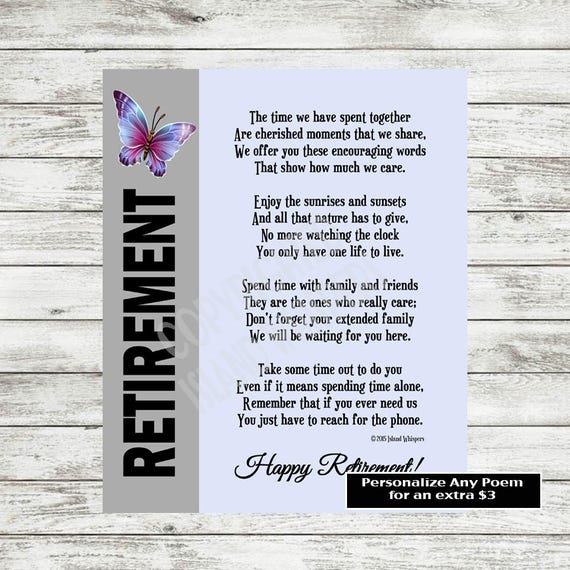 Retirement Poem Retirement Gift Co-Worker Retirement Boss Retirement Poem Retirement Gift Co-Worker Retirement Boss