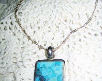 Stunning Turquoise Sterling Pendant Awsome Chain Free Shipping in USA