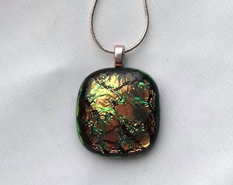 Dichroic Fused Glass Pendant Handmade Unique