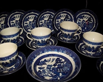 Johnson Brothers willow pattern tea set