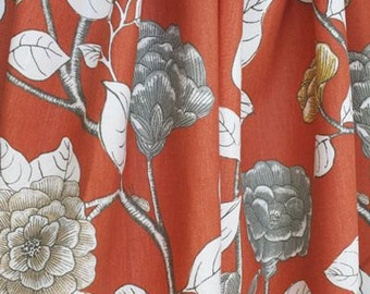 Floral Curtains - Leda Peony Drapery - Peony Persimmon - Dwell Studio Curtains - Robert Allen - Red Floral Curtains - ONE PAIR