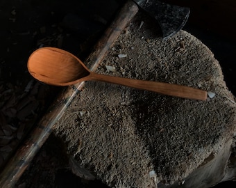10" cooking spoon, wooden spoon, serving spoon, hand carved by the "large apprentice"