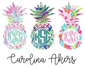 Monogrammed Pineapple Decal - Pineapple Monogram - Car Decal - Car Sticker - Yeti Decal - Yeti Sticker - Tumbler Decal - Tumbler Sticker