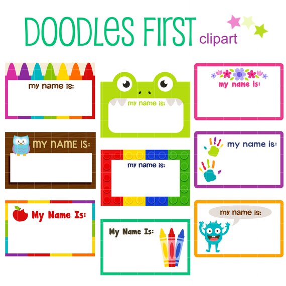 Kiddie Name Tags Digital Clip Art for Scrapbooking Card Making Kiddie Name Tags Digital Clip Art for Scrapbooking Card Making