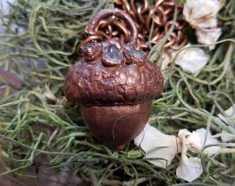 Copper electroformed acorn necklace