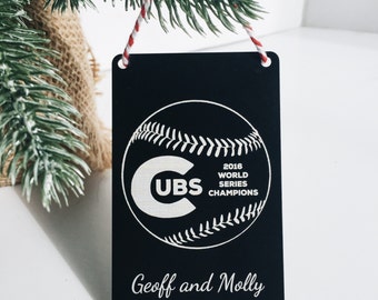 Chicago Cubs World Series Ornament • MLB Fan Gift •Christmas Present for Cubs Fan • Personalized Custom Cubs • Gift for Him Dad Brother Dude