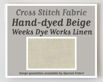 BEIGE 32 ct. hand-dyed cross stitch fabric linen count Weeks Dye Works WDW Belfast hand embroidery