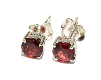 Garnet Gemstone Sterling Silver Stud Earrings Simple Jewellery Dainty Jewellery Free UK Delivery Gift Boxed