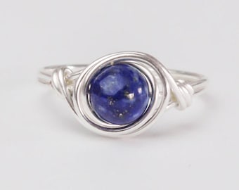 Lapis Lazuli Ring, 925 Sterling Silver Ring, September Birthstone, Birthstone Ring, Lapis Lazuli Jewelery, Any Size, Birthday Gift