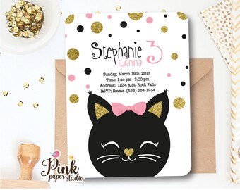 Cat Birthday Invitation • Cat Birthday Party Invitation • Cat birthday Party