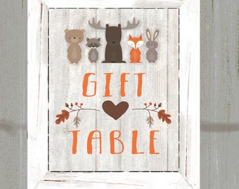 Woodland Animals Gift Table Sign