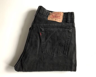 Vintage Men's 80's Levi's 501, Black Jeans, Red Tab, Denim (W34)