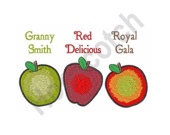 Apples - Machine Embroidery Design, Granny Smith, Red Delicious, Royal Gala